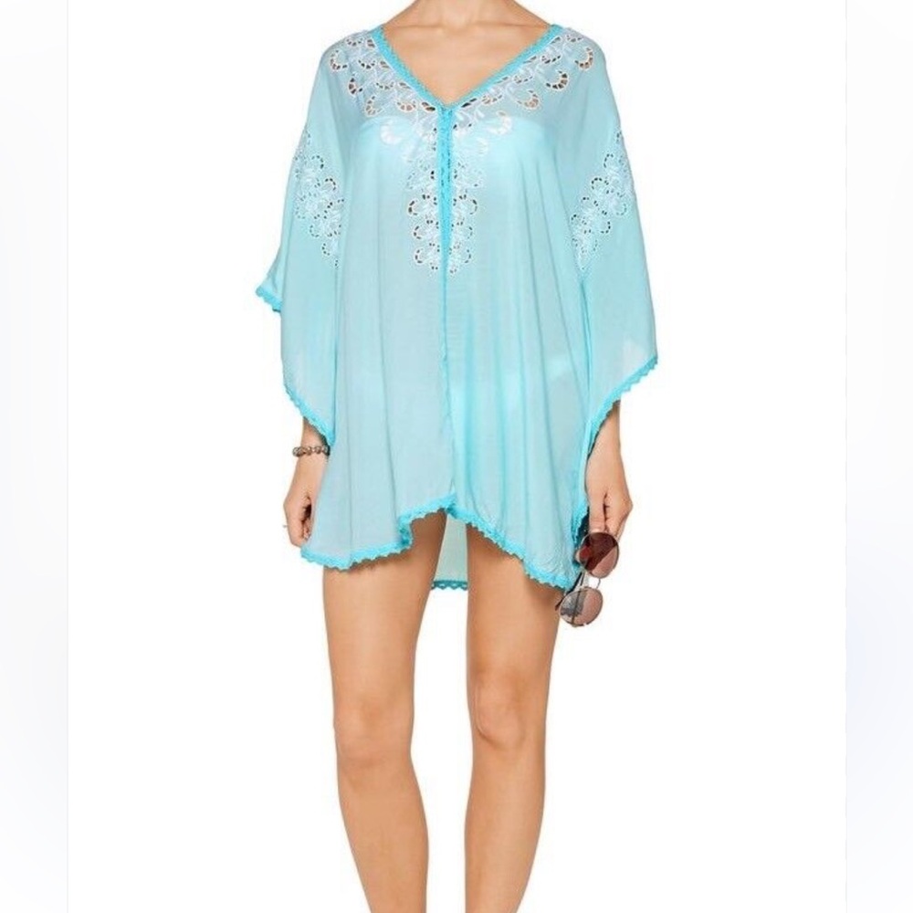Melissa Odabash Jessica Embroidered Kaftan Cover-Up – White One Size Beachwear